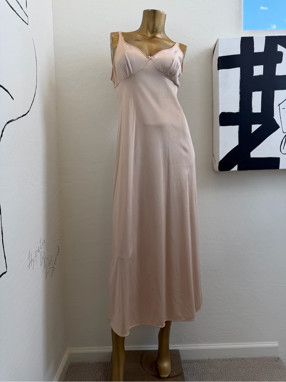 Vintage Vassarette by Munsingwear full-length nightgown slip dress blush pink 38